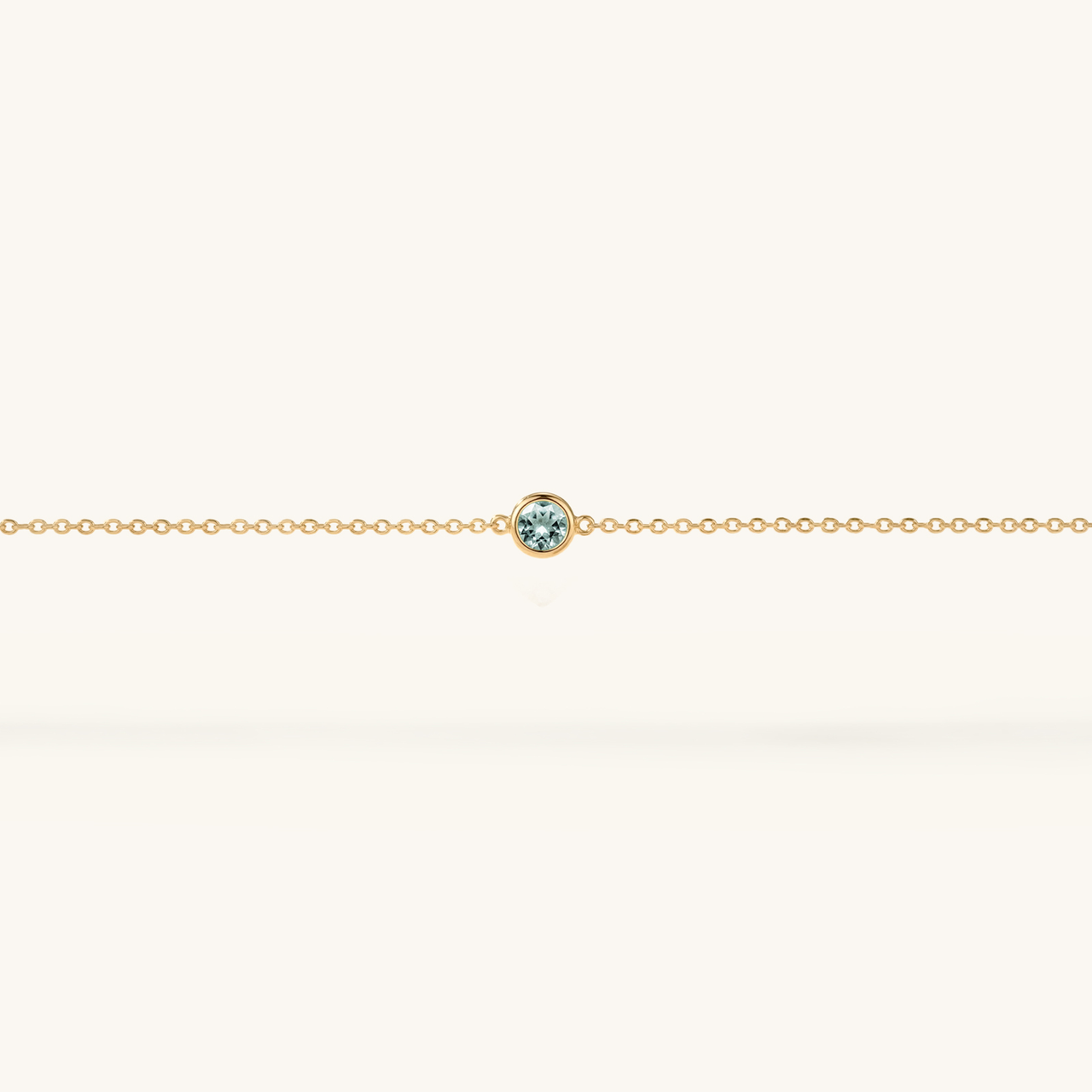 Bezel Aquamarine Birthstone Bracelet (March)
