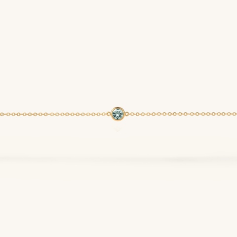 Bezel Aquamarine Birthstone Bracelet (March)