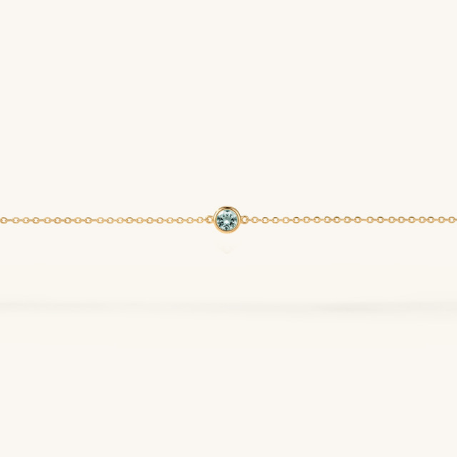 Bezel Aquamarine Birthstone Bracelet (March)
