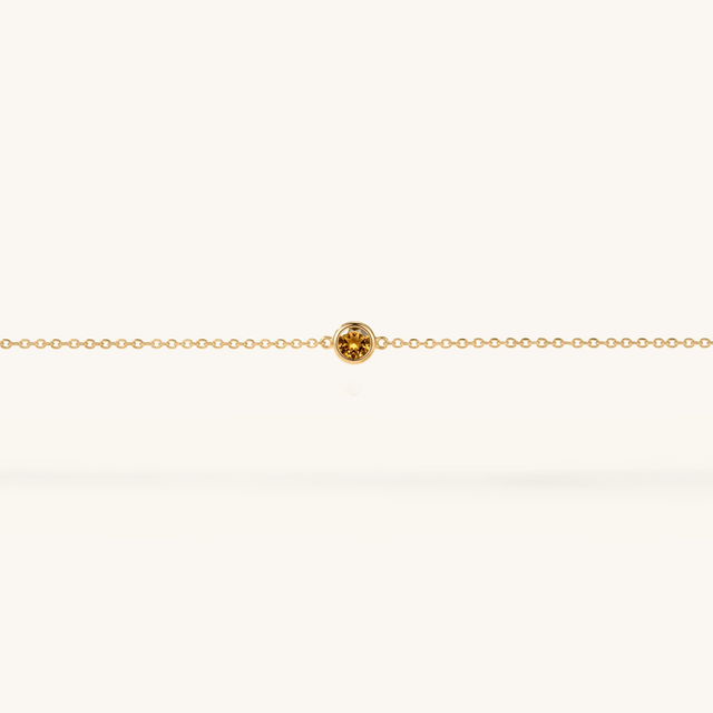 Bezel Citrine Birthstone Bracelet (November)