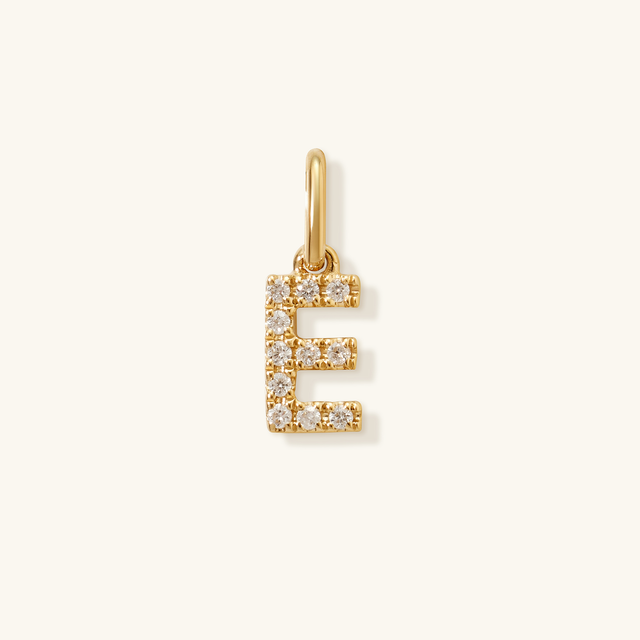 Petite Initial Diamond Pendant - E