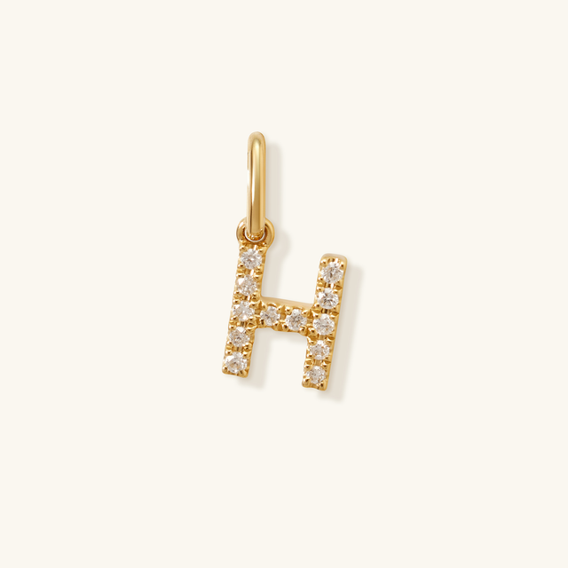 Petite Initial Diamond Pendant - H