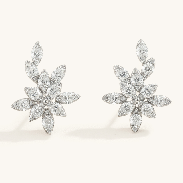 Marquise Floral Diamond Earrings