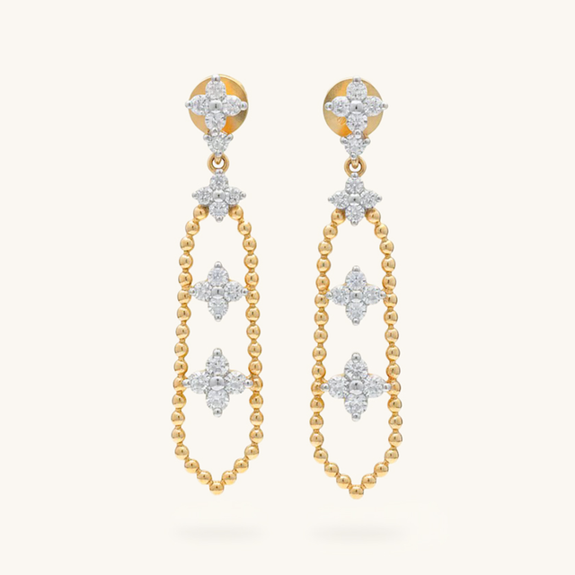 Rosette Diamond Dangle Earrings
