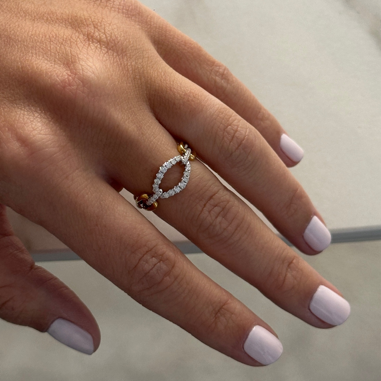Bold Link Diamond Ring