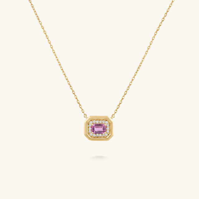 Pink Sapphire and Diamond Necklace