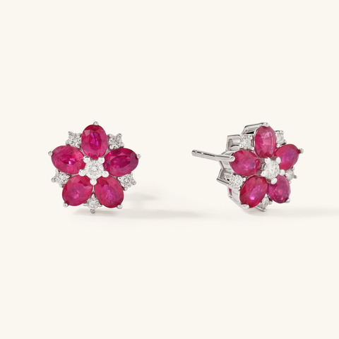 Lida Floral Ruby Earrings