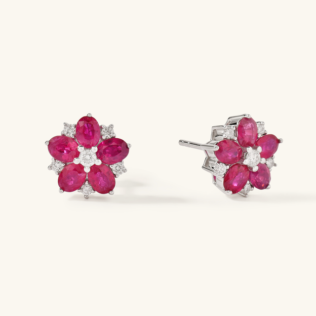 Lida Floral Ruby Earrings