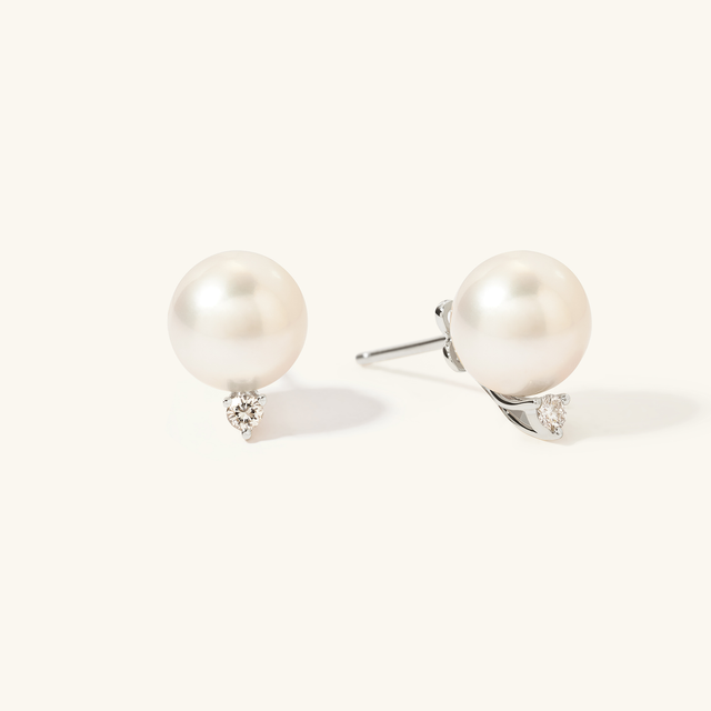 Elena Pearl and Diamond Earrings