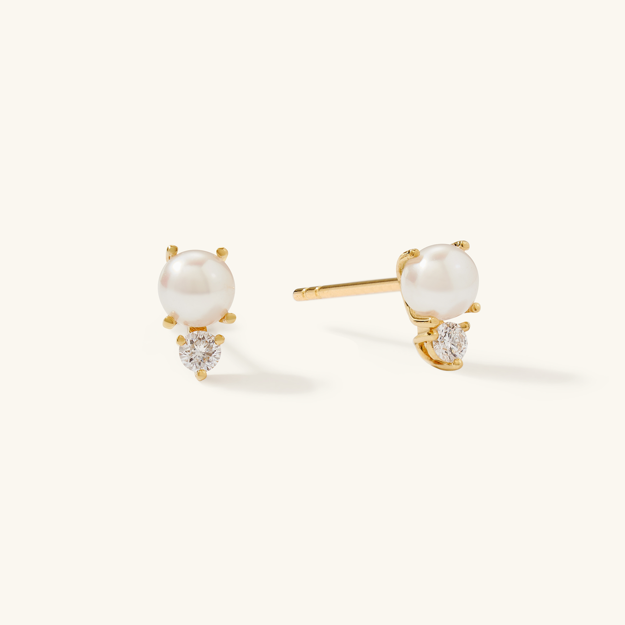 Petite Pearl and Diamond Studs