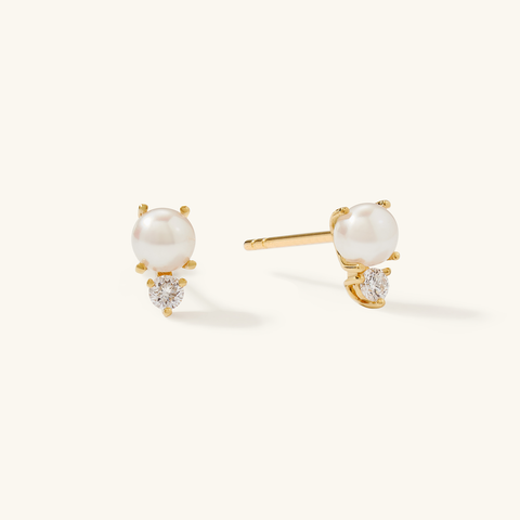 Petite Pearl and Diamond Studs