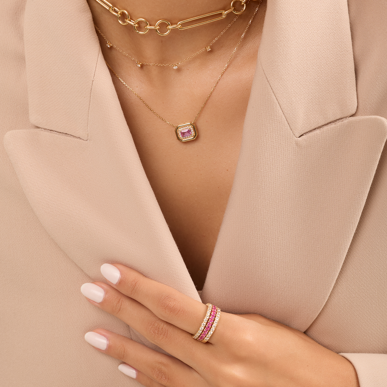 Full Cut Pink Sapphire Ring