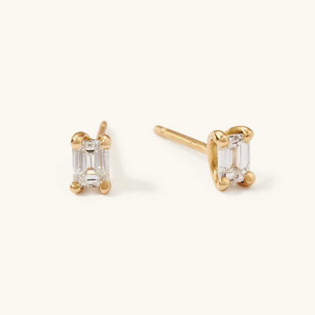 Emerald Cut Diamond Studs