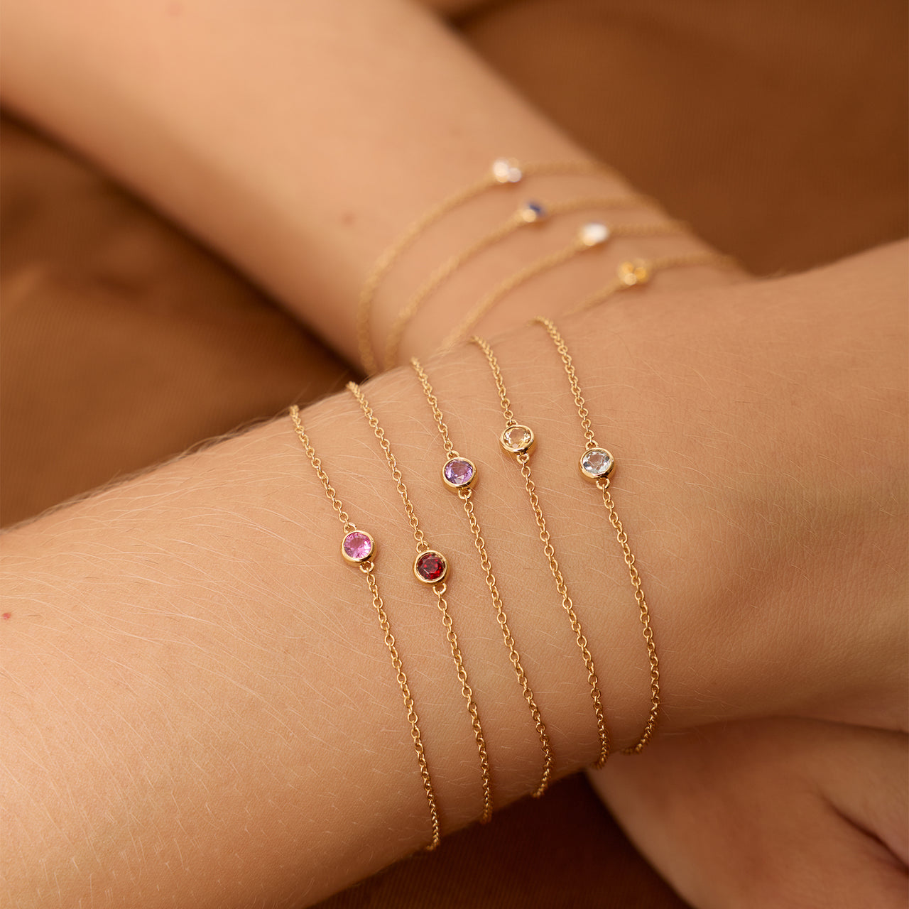 Bezel Moonstone Birthstone Bracelet (June)