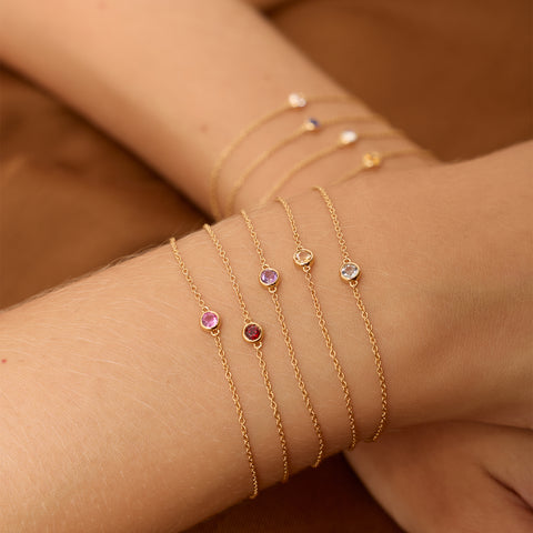 Bezel Moonstone Birthstone Bracelet (June)