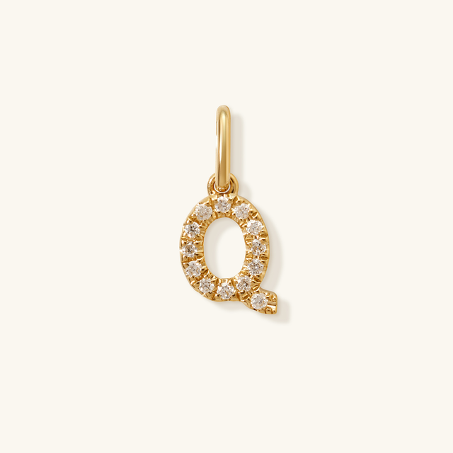 Petite Initial Diamond Pendant - Q