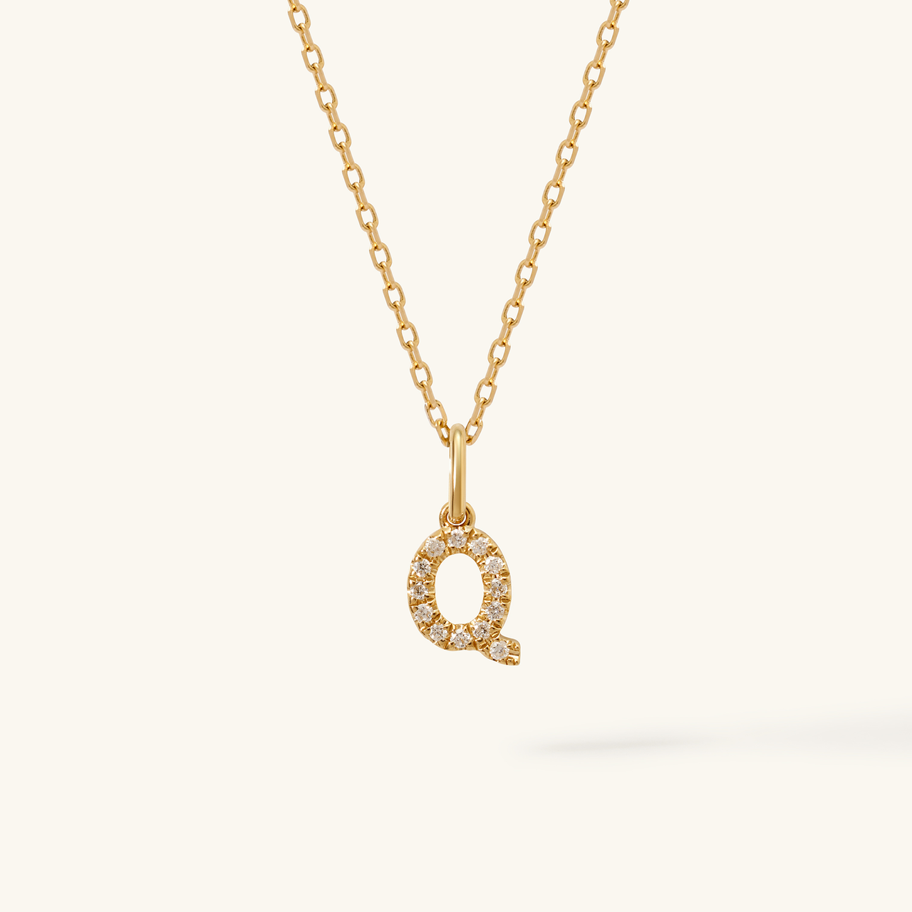 Petite Initial Diamond Pendant - Q
