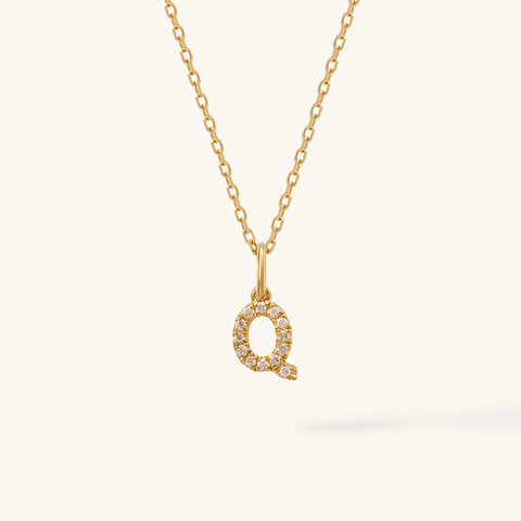 Petite Initial Diamond Pendant - Q