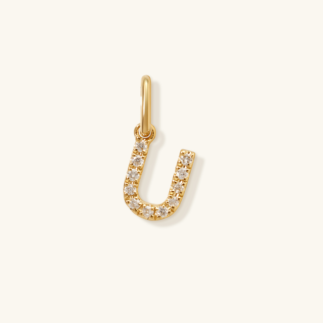 Petite Initial Diamond Pendant - U