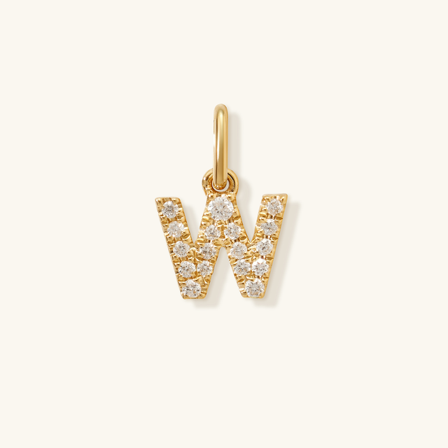 Petite Initial Diamond Pendant - W